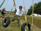Scouts enjoy the Tire Swings.