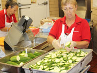 Cook cutting vegetables