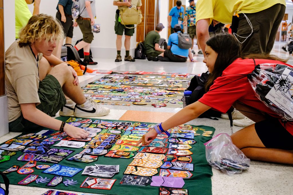 Two scouts patch trading